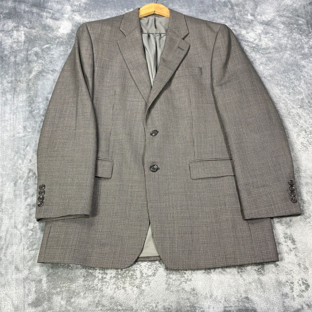 Ralph Lauren Blazer Jacket Mens 42 L 100% Wool Brown Micro Check Suit Sport Coat
